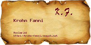 Krohn Fanni névjegykártya